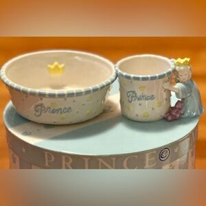 VTG Mud Pie Prince Ceramic Mug and Bowl ‘His Royal Highness’ Child Feeding Set